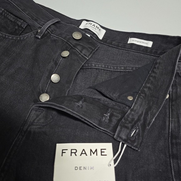 Frame Jeans Womens 29 Black Distressed Le Original Skinny High Rise Denim Punk - Picture 2 of 16